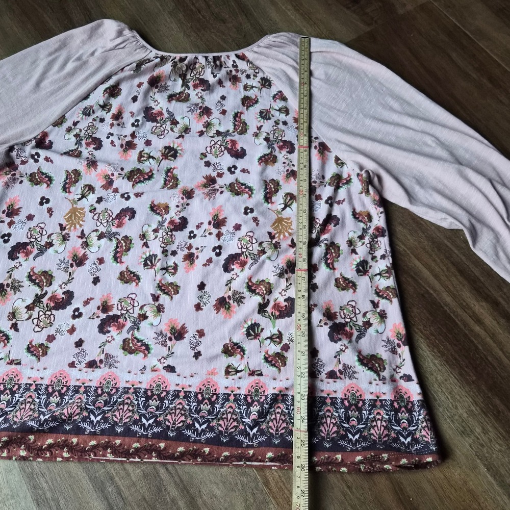 Vintage X America Pink Floral Boho Embroidered Blouse Large Cottagecore Peasant‎ - Picture 8 of 10
